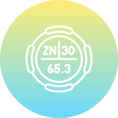 Çinko sembolü, periyodik tablonun kimyasal elementi, vektör simgesi