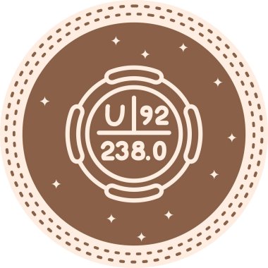 Uranyum sembolü, periyodik tablonun kimyasal elementi, vektör simgesi
