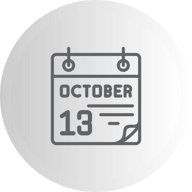 13 Ekim takvim simgesi, vektör illüstrasyonu                