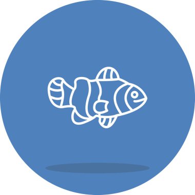 Beyaz arkaplanda küçük bir palyaço balığının çizgi tabanlı simgesi