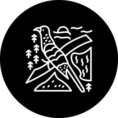 Sarı gagalı Cuckoo simgesi vektör illüstrasyon tasarımı