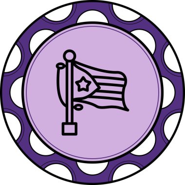 Dairesel bir arkaplana karşı bayrak direğinde Küba bayrağı sallamak