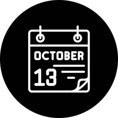 13 Ekim takvim simgesi, vektör illüstrasyonu                