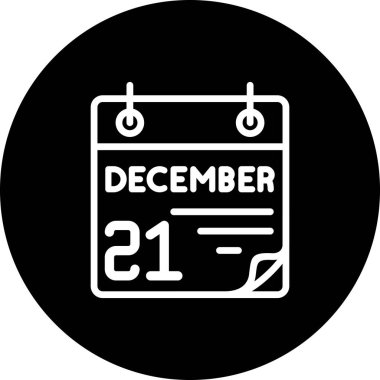 21 Aralık takvim simgesi, basit biçim vektör illüstrasyonu           