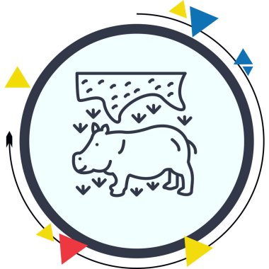 Hippopotamus ikon vektör illüstrasyon tasarımı