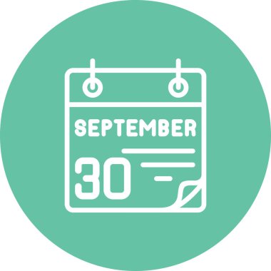 30 Eylül takvim simgesi, vektör illüstrasyonu          