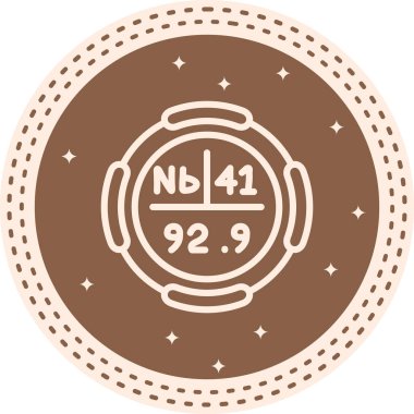 Niobium Kimyasal Element Basit Simge, Vektör