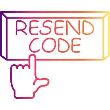 simple icon features hand clicking rectangular button with resend code text to represent security verification and digital authentication.