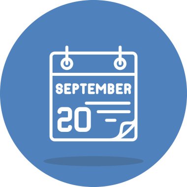 20 Eylül takvim simgesi, vektör illüstrasyonu          