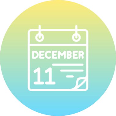 11 Aralık takvim simgesi, basit biçim vektör illüstrasyonu           