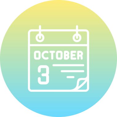 3 Ekim takvim simgesi, vektör illüstrasyonu           