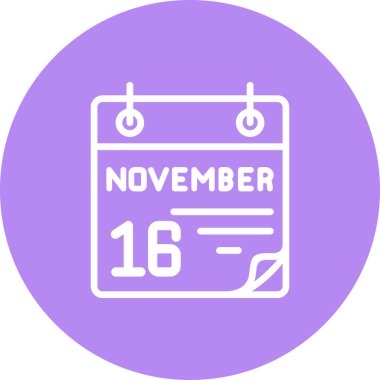 16 Kasım takvim simgesi, vektör illüstrasyonu           