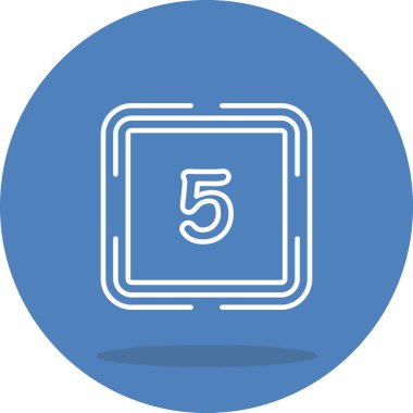 Kahverengi dairesel rozet, küçük yıldızlarla çevrili kare çerçevenin içinde 5 numaralı tekli beyazı içeriyor..