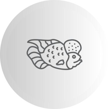Çiçek boynuzu balığının minimalist çizimi uygulamalar için uygun katı bir daire şeklinde merkezlenmiştir..