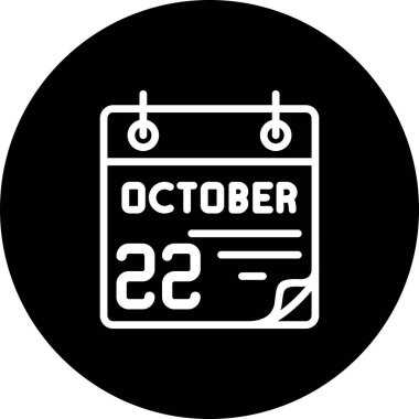 22 Ekim takvim simgesi, vektör illüstrasyonu                