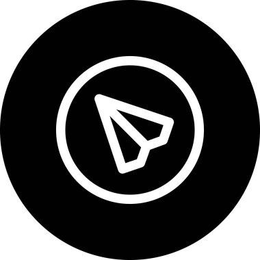 Yukarıyı gösteren kağıt uçağın minimalist taslağı. Basit Web Düğmesi