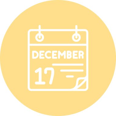 17 Aralık takvim simgesi, basit biçim vektör illüstrasyonu           