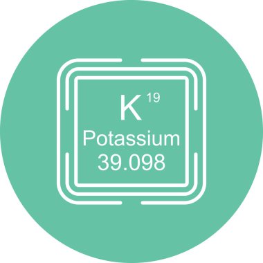 Potasyum sembolü, periyodik tablonun kimyasal elementi, vektör simgesi