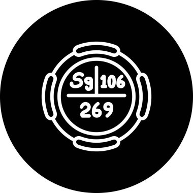 Seaborgium sembolü, periyodik tablonun kimyasal elementi, vektör simgesi