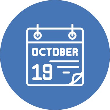 19 Ekim takvim simgesi, vektör illüstrasyonu                