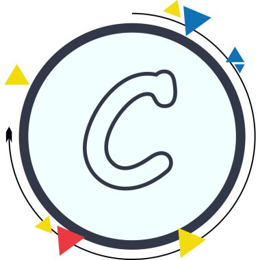 Küçük harf C web simgesi vektör illüstrasyonu