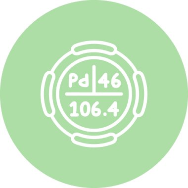 Paladyum sembolü, periyodik tablonun kimyasal elementi, vektör simgesi