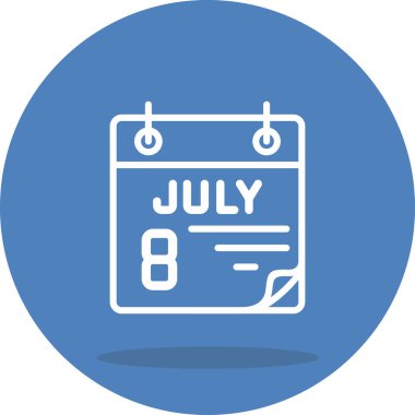 8 Temmuz takvim simgesi tasarımı, vektör illüstrasyonu            