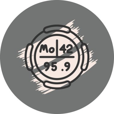 Molybdenum sembolü, periyodik tablonun kimyasal elementi, vektör simgesi