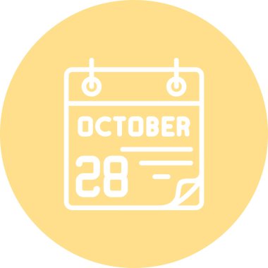 28 Ekim takvim simgesi, vektör illüstrasyonu                