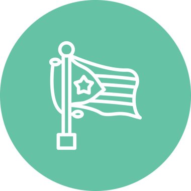 Dairesel bir arkaplana karşı bayrak direğinde Küba bayrağı sallamak