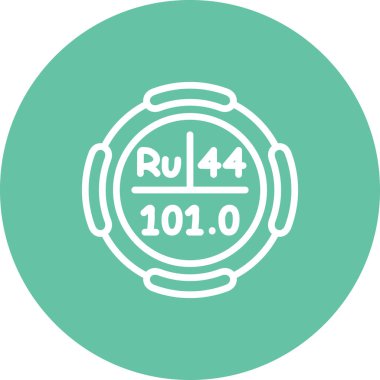 Rutenyum sembolü, periyodik tablonun kimyasal elementi, vektör simgesi