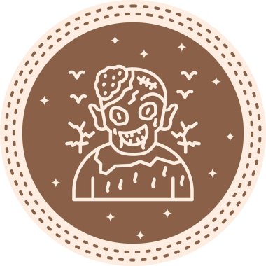 Alnında dikişler ve yakınlarda uçan yarasalarla gülümseyen bir zombiyi çiziyorum..