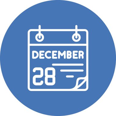 28 Aralık takvim simgesi, basit biçim vektör illüstrasyonu           