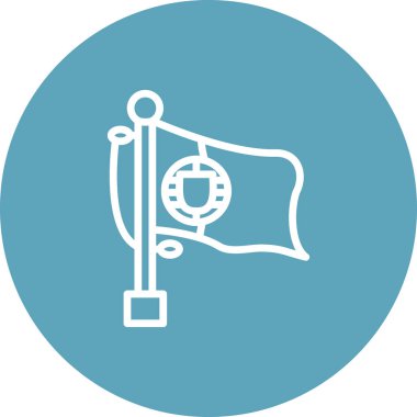 Dairesel bir arkaplan karşısında bayrak direğinde Portekiz bayrağı