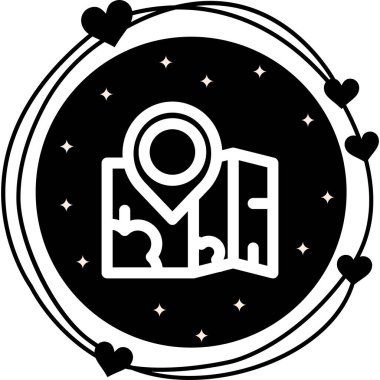 Belirli bir bölümün üzerine yerleştirilmiş büyük bir lokasyon pin işaretleyicisi içeren katlanmış kağıt haritası. Uygulama için uygun simge.