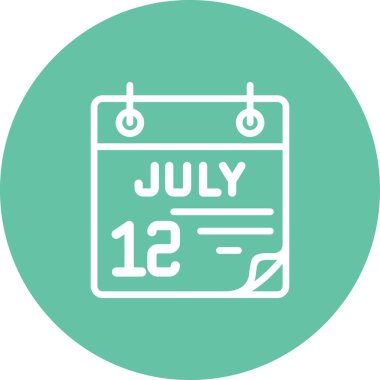 12 Temmuz takvim simgesi tasarımı, vektör illüstrasyonu            