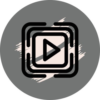 Çember arkaplanındaki kare Çerçeve içerisinde oynat düğmesi