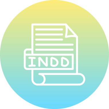 beyaz düğme veya küre açık gri gradyan arkaplan üzerinde bir indd dosya simgesi içerir.