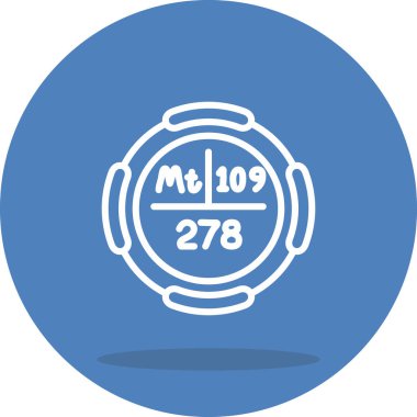 Meitnerium sembolü, periyodik tablonun kimyasal elementi, vektör simgesi