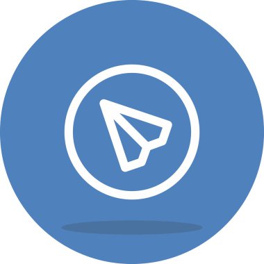 Yukarıyı gösteren kağıt uçağın minimalist taslağı. Basit Web Düğmesi