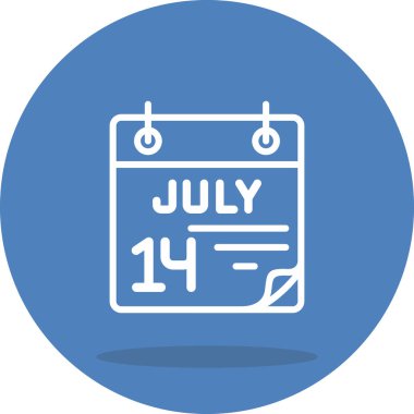 14 Temmuz takvim simgesi tasarımı, vektör illüstrasyonu            