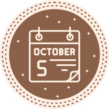 5 Ekim takvim simgesi, vektör illüstrasyonu           