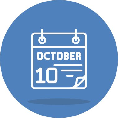 10 Ekim takvim simgesi, vektör illüstrasyonu                