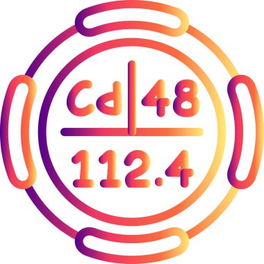 Kadmiyum sembolü, periyodik tablonun kimyasal elementi, vektör simgesi