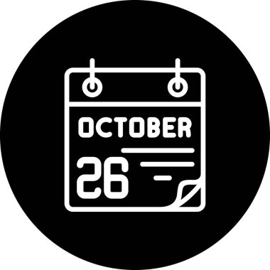 26 Ekim takvim simgesi, vektör illüstrasyonu                