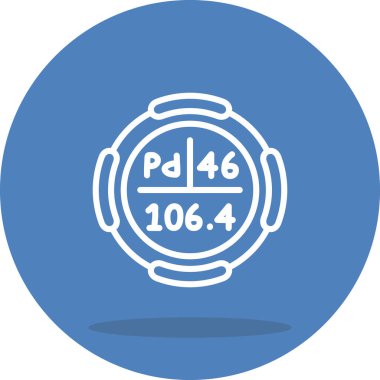 Paladyum sembolü, periyodik tablonun kimyasal elementi, vektör simgesi