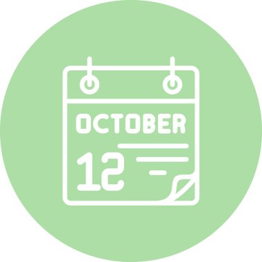 12 Ekim takvim simgesi, vektör illüstrasyonu                