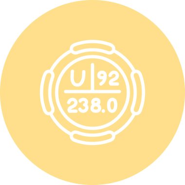 Uranyum sembolü, periyodik tablonun kimyasal elementi, vektör simgesi