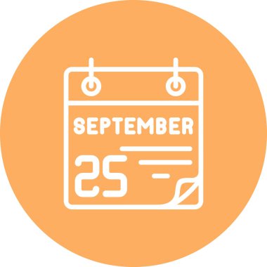 25 Eylül takvim simgesi, vektör illüstrasyonu          