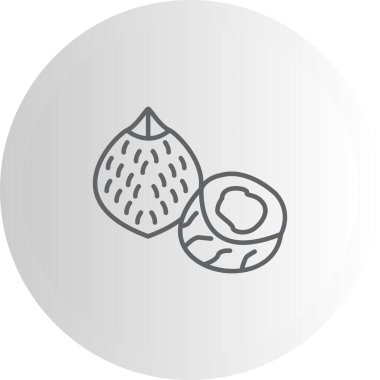 İki stilize edilmiş hindistan cevizi, bir bütün ve bir yarım.